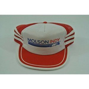 Molson Indy 3 Stripes Mesh  Snapback Hat Red Athletic Headwear One Size